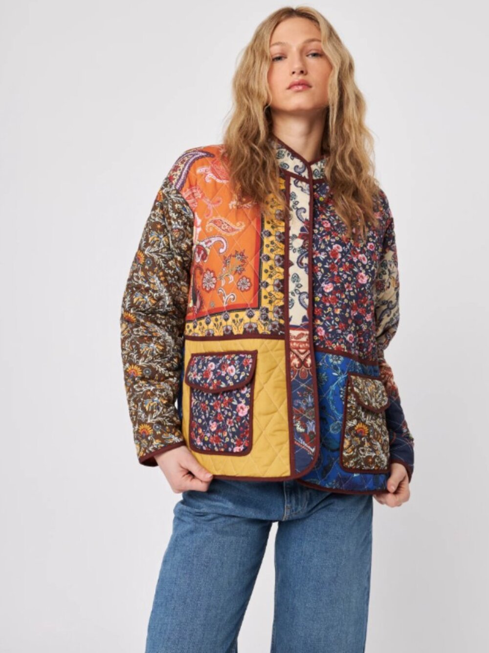 ZARA Paisley Floral Patchwork Quilted Jacket | Size XS
